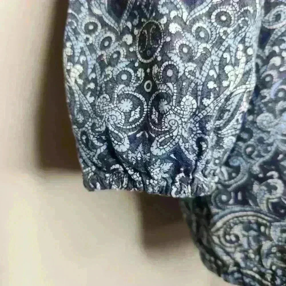 Lucky Brand Top boho blue Geometric 3/4 sleeve blouse women's small - Picture 6 of 8